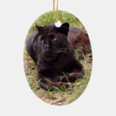 Black Leopard-kerstversiering Keramisch Ornament (Achterkant)