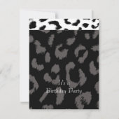 Black Leopard Pattern Birthday Party Invitation Kaart (Voorkant)