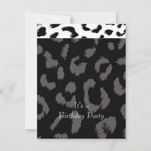Black Leopard Pattern Birthday Party Invitation Kaart (Voorkant)