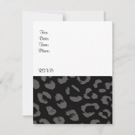 Black Leopard Pattern Birthday Party Invitation Kaart (Achterkant)