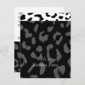 Black Leopard Pattern Birthday Party Invitation Kaart (Voorkant / Achterkant)