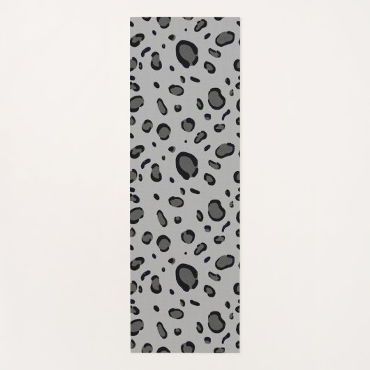 Black Leopard Pattern On Grey Yogamat (Voorkant)