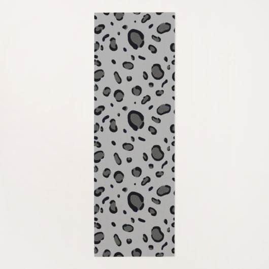 Black Leopard Pattern On Grey Yogamat (Achterkant)