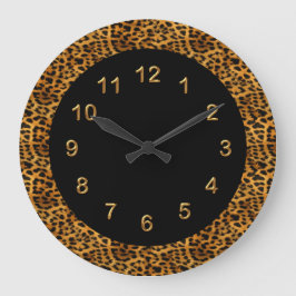 Black leopard Print Animal met wandklok