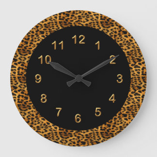Black leopard Print Animal met wandklok