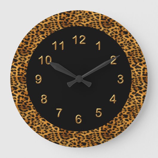Black leopard Print Animal met wandklok (Voorkant)