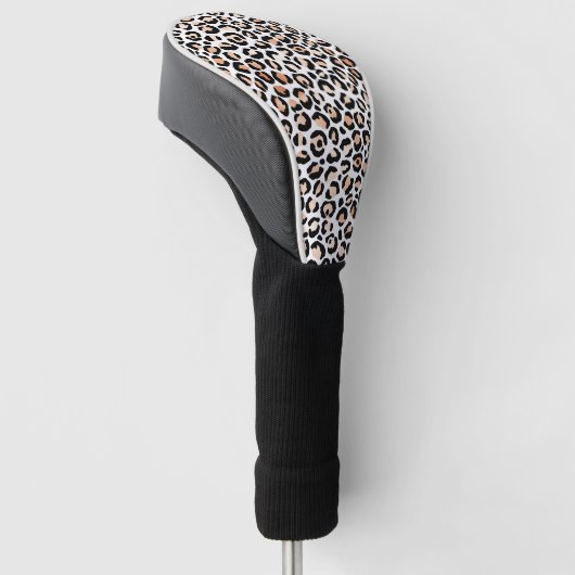 Black leopard-printer voor wit kleurenscherm golfheadcover (Schuin)