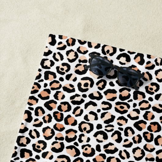 Black leopard-printer voor wit kleurenscherm strandlaken (In situ)