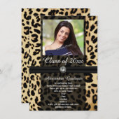 Black Leopard Ribbon Photo Afstuderen Kaart (Voorkant / Achterkant)