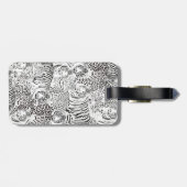 Black Leopard Tiger Animals Pattern Bagagelabel (Achterkant horizontaal)
