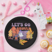 Black Let's Go Ghouls Herfst Pumpkin Halloween Papieren Bordje (Feest)