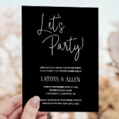 Black Let's Party Casual Wedding Reception Eloped Kaart