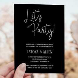 Black Let's Party Casual Wedding Reception Eloped Kaart