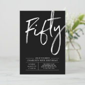 Black Lettering 50 | Moderne 50e verjaardag Kaart (Staand voorkant)