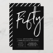 Black Lettering 50 | Moderne 50e verjaardag Kaart (Voorkant / Achterkant)