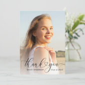 Black Lettering afstuderen Dank u kaart (Staand voorkant)