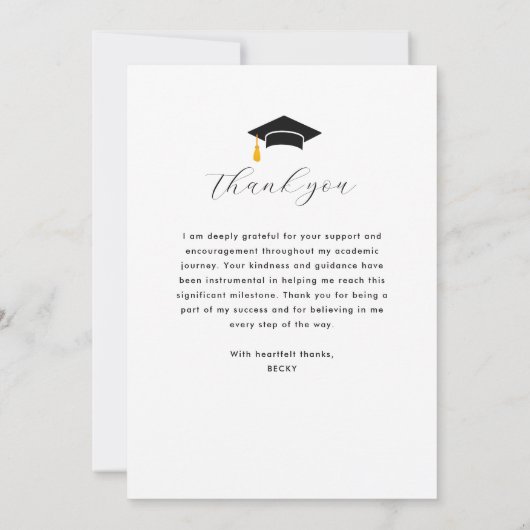 Black Lettering afstuderen Dank u kaart (Achterkant)