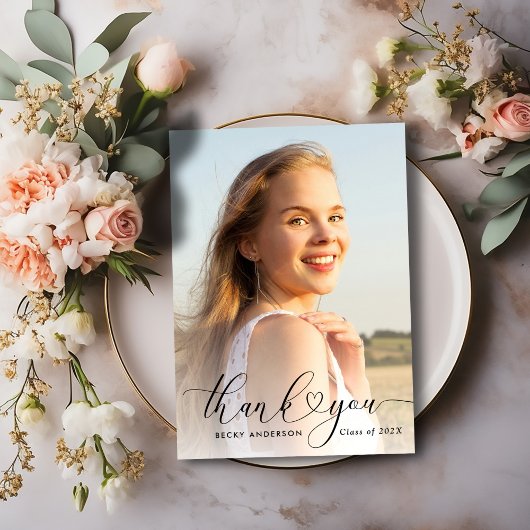 Black Lettering afstuderen Dank u kaart