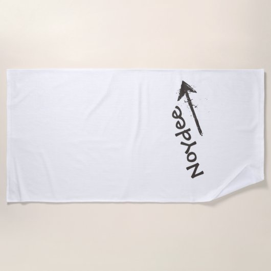 Black Lettering and Arrow on your Strandlaken (Voorkant)