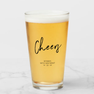 Black Lettering Cheers Adult Birthday Party Favor Glas