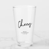 Black Lettering Cheers Adult Birthday Party Favor Glas (Voorkant)