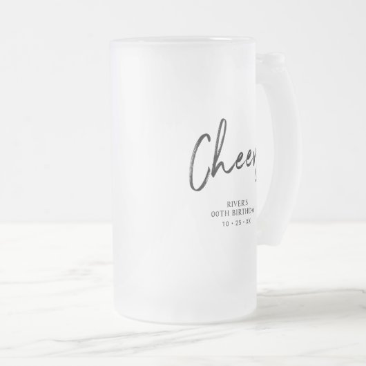 Black Lettering Cheers Adult Birthday Party Favor Matglas Bierpul (Voorkant rechts)