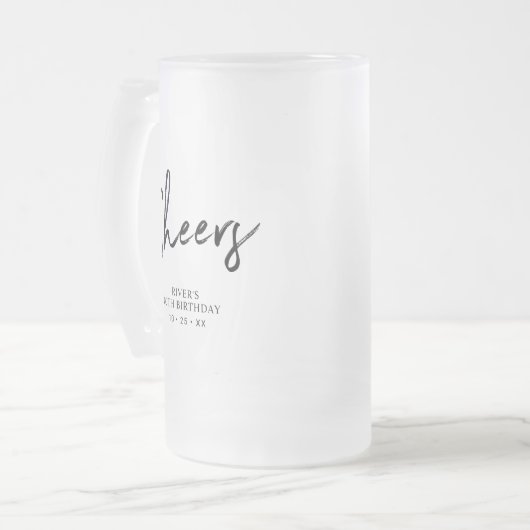 Black Lettering Cheers Adult Birthday Party Favor Matglas Bierpul (Voorkant links)