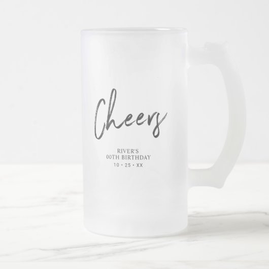 Black Lettering Cheers Adult Birthday Party Favor Matglas Bierpul (Rechts)