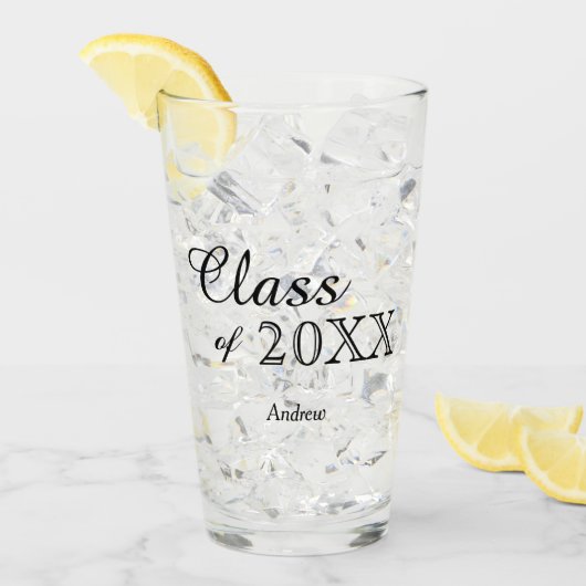 Black Lettering Class of 2022 Personalized Glas (Voorkant ijs)