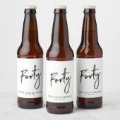 Black Lettering Forty | 40e verjaardag Bier Etiket (Flessen)