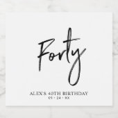 Black Lettering Forty | 40e verjaardag Bier Etiket (Enkel label)