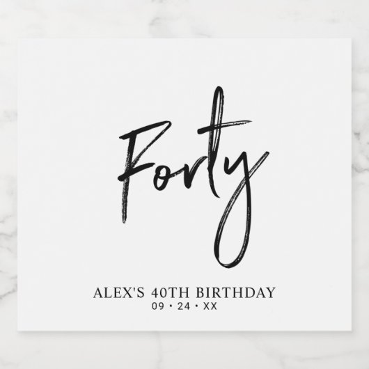 Black Lettering Forty | 40e verjaardag Bier Etiket (Enkel label)