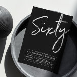 Black Lettering Sixty | Moderne 60e verjaardag Kaart<br><div class="desc">Viel je speciale dag in met deze eenvoudige,  stijlvolle uitnodiging voor een 60ste verjaardag. Dit ontwerp kenmerkt een borstelmanuscript "60"met een schone lay-out in zwarte & witte kleurencombinatie. Meer design beschikbaar in mijn winkel BaraBomDesign.</div>