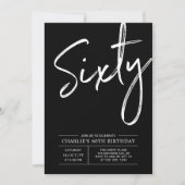 Black Lettering Sixty | Moderne 60e verjaardag Kaart (Voorkant)