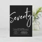 Black Lettering zeventig moderne 70e verjaardag Kaart (Staand voorkant)