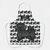 Black Lhasa Apso Cute Cartoon Dog & Name Schort (Voorkant)