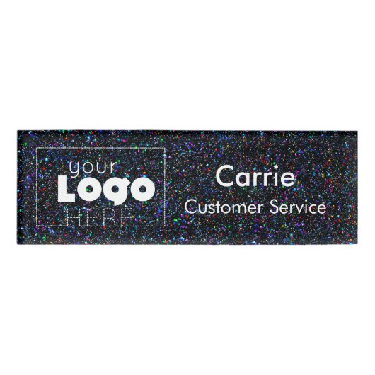 Black Licorice Glitter Custom Logo Personeelsnaam  Naambadge (Voorkant)