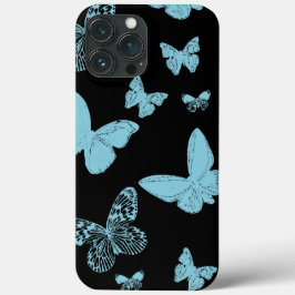 Black Light Blue Monarch Butterflies Case-Mate iPhone Case