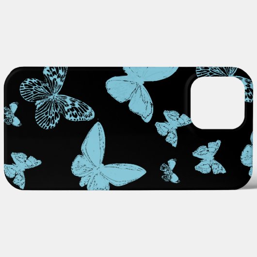 Black Light Blue Monarch Butterflies Case-Mate iPhone Case (Achterkant (horizontaal))