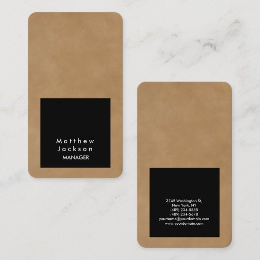 Black Light Brown Modern Plain Professional Trendy Visitekaartje (Voorkant / Achterkant)