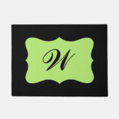 Black Light Green Monogram Initiaal Aangepast Deurmat (Voorkant)