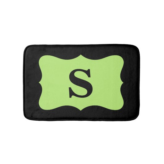 Black Light Green Monogram Initiaal Home Decorativ Badmat (Voorkant)