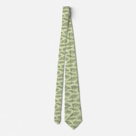 Black light green vintather pattern stropdas (Achterkant)