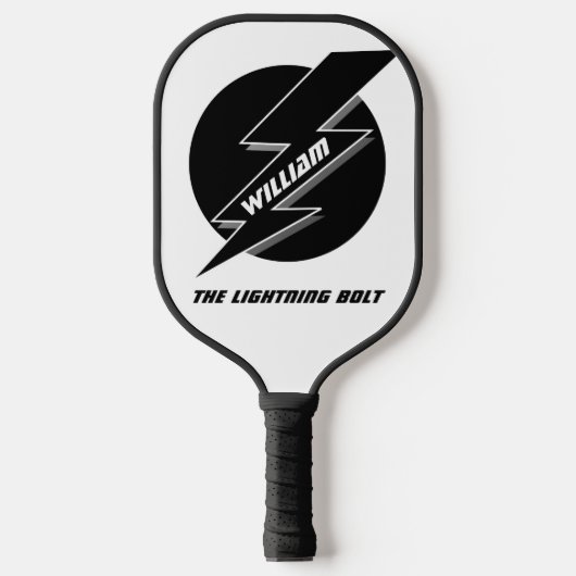 Black Lightning Bolt Pickleball Paddle (Voorkant)