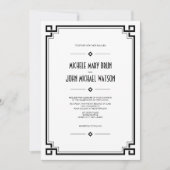 Black Lijst Art Deco White Wedding Invitation Kaart (Voorkant)