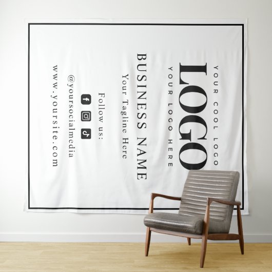 Black Lijst Logo & Social Media Business Backdrop Wandkleed (In Situ (horizontaal))