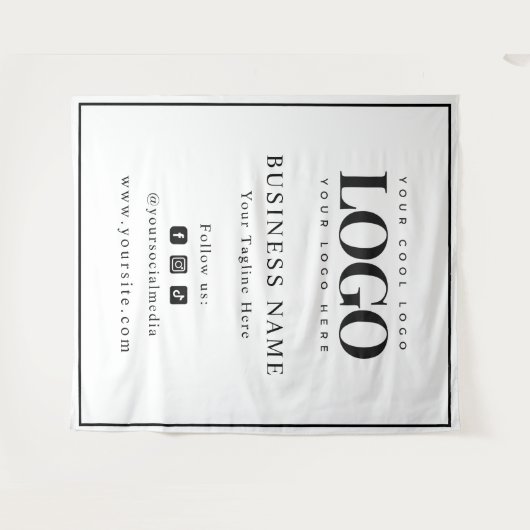 Black Lijst Logo & Social Media Business Backdrop Wandkleed (Voorkant (horizontaal))