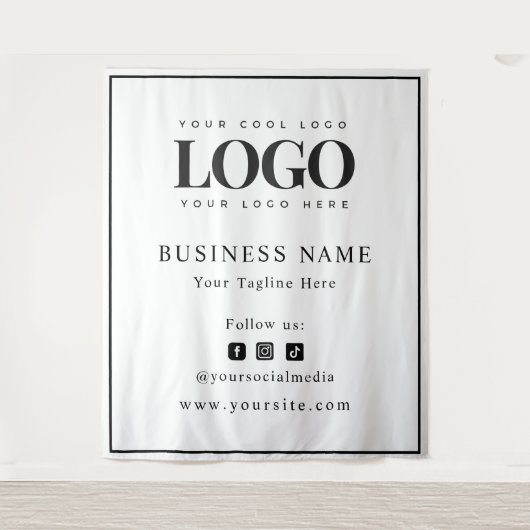 Black Lijst Logo & Social Media Business Backdrop Wandkleed (Voorkant)