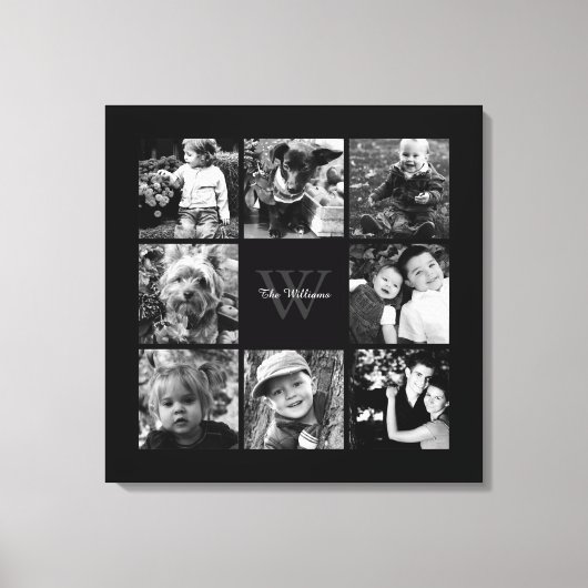 Black Lijst Monogrammed Photo Collage Canvas Afdruk (Voorkant)