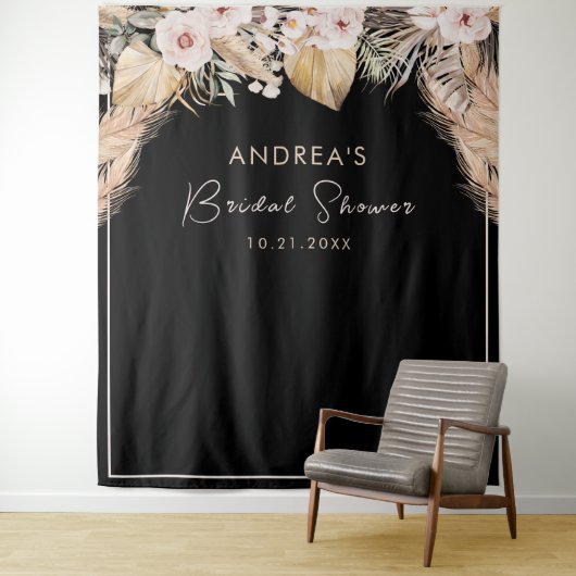 Black Lijst Pampas Grass Vrijgezellenfeest Backdro Wandkleed (In situ)